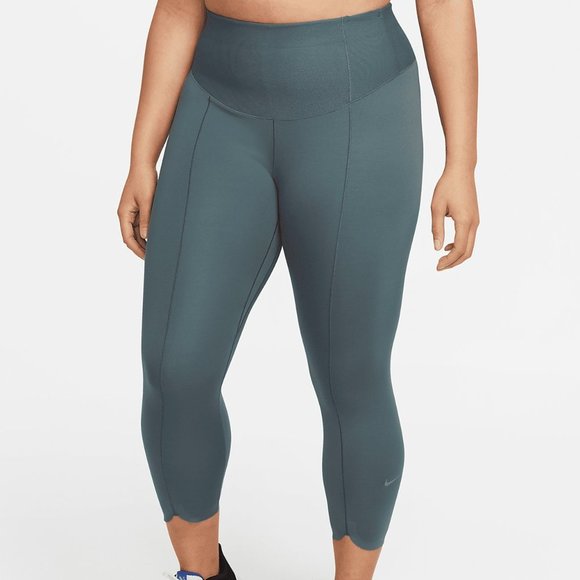 Nike Pants - Nike DH4430 One Luxe Icon Clash  Mid-Rise Crop Leggings Green